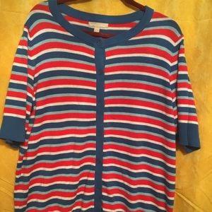 Elbow Length Cardigan - Red, White & Blue